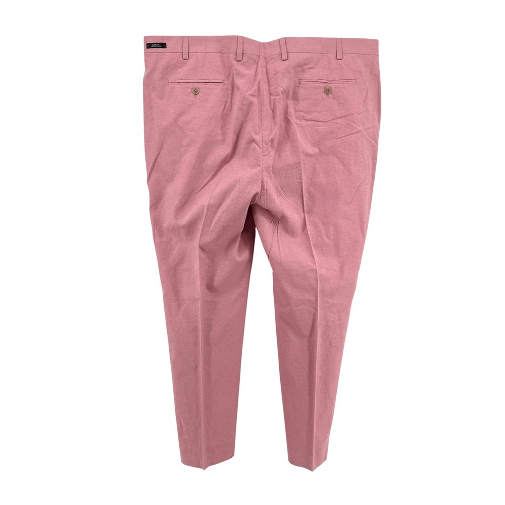 NEW Joseph Abboud Dress Pants Mens 44x30 Trousers Pink Linen Blend Slim Fit Flat - Picture 6 of 14